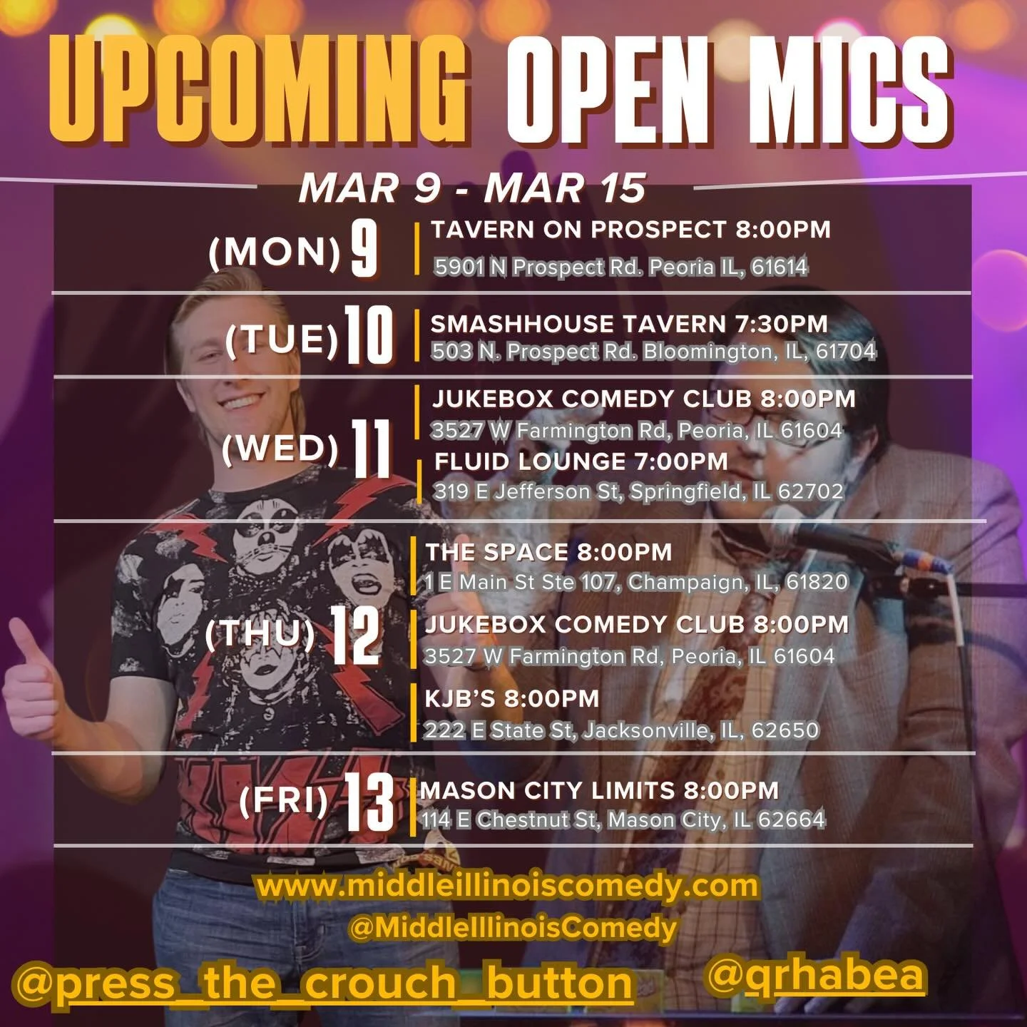 &ldquo;Tumble out of bed and I stumble to the kitchen, Pour myself a cup of ambition!&rdquo; With local comedy open mics Monday-Friday this week, comedians are &ldquo;Workin&rsquo; 9 to 5!&rdquo;

Whether you&rsquo;re hitting the stage or just enjoyi
