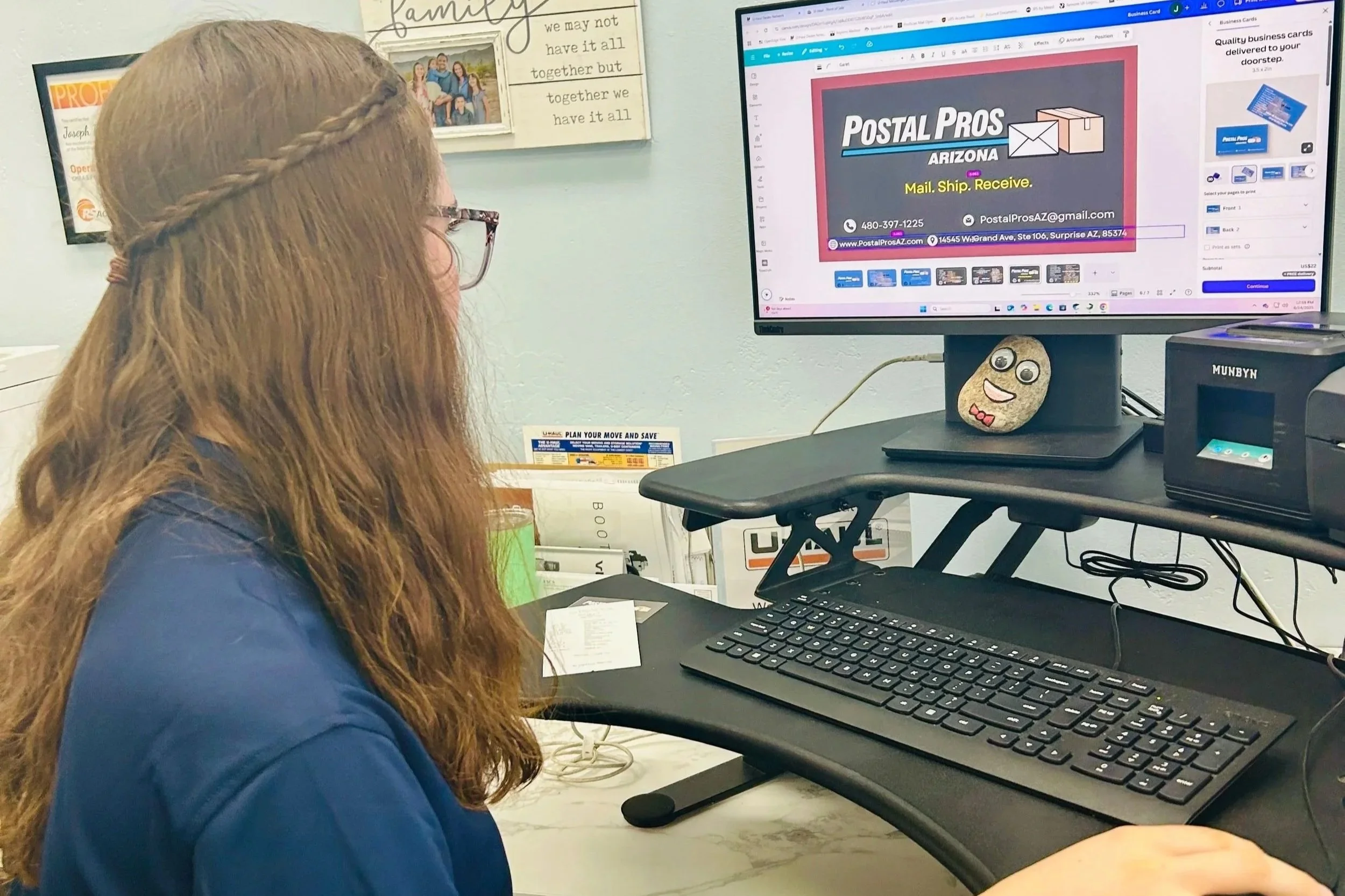 Girl graphic designing on computer