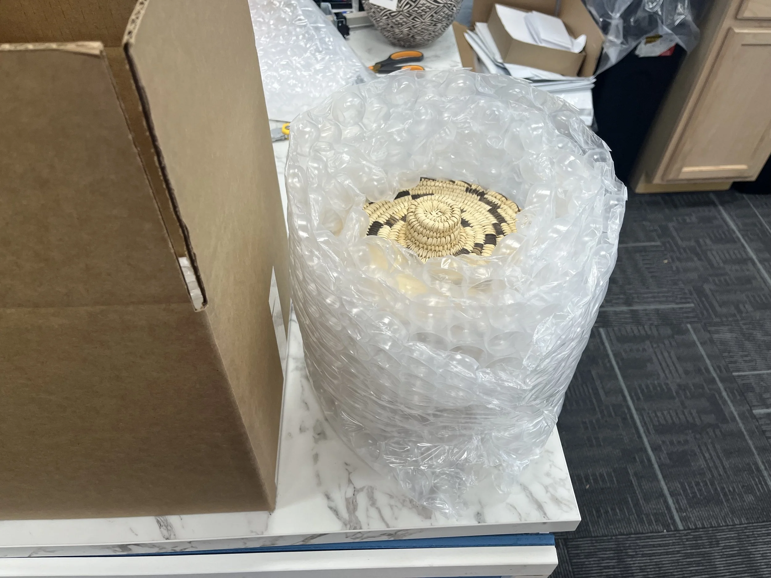 Fragile Pottery in bubble wrap