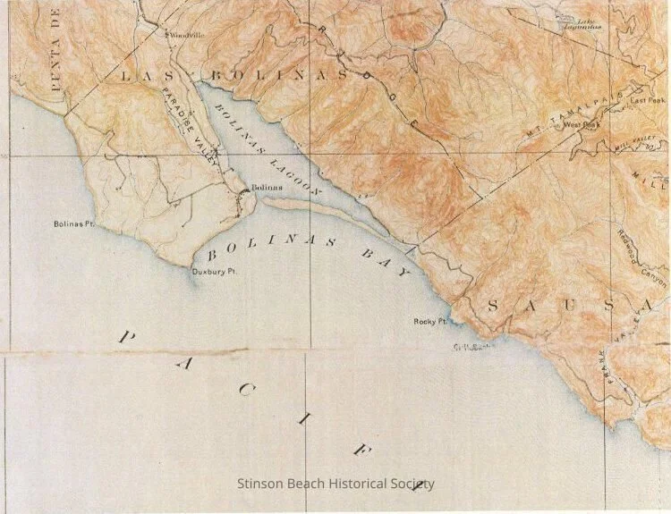 USGS Survey Tamalpais Sheet 1897. Courtesy of the Stinson Beach Historical Society
