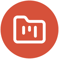 Folder icon on a red circular background