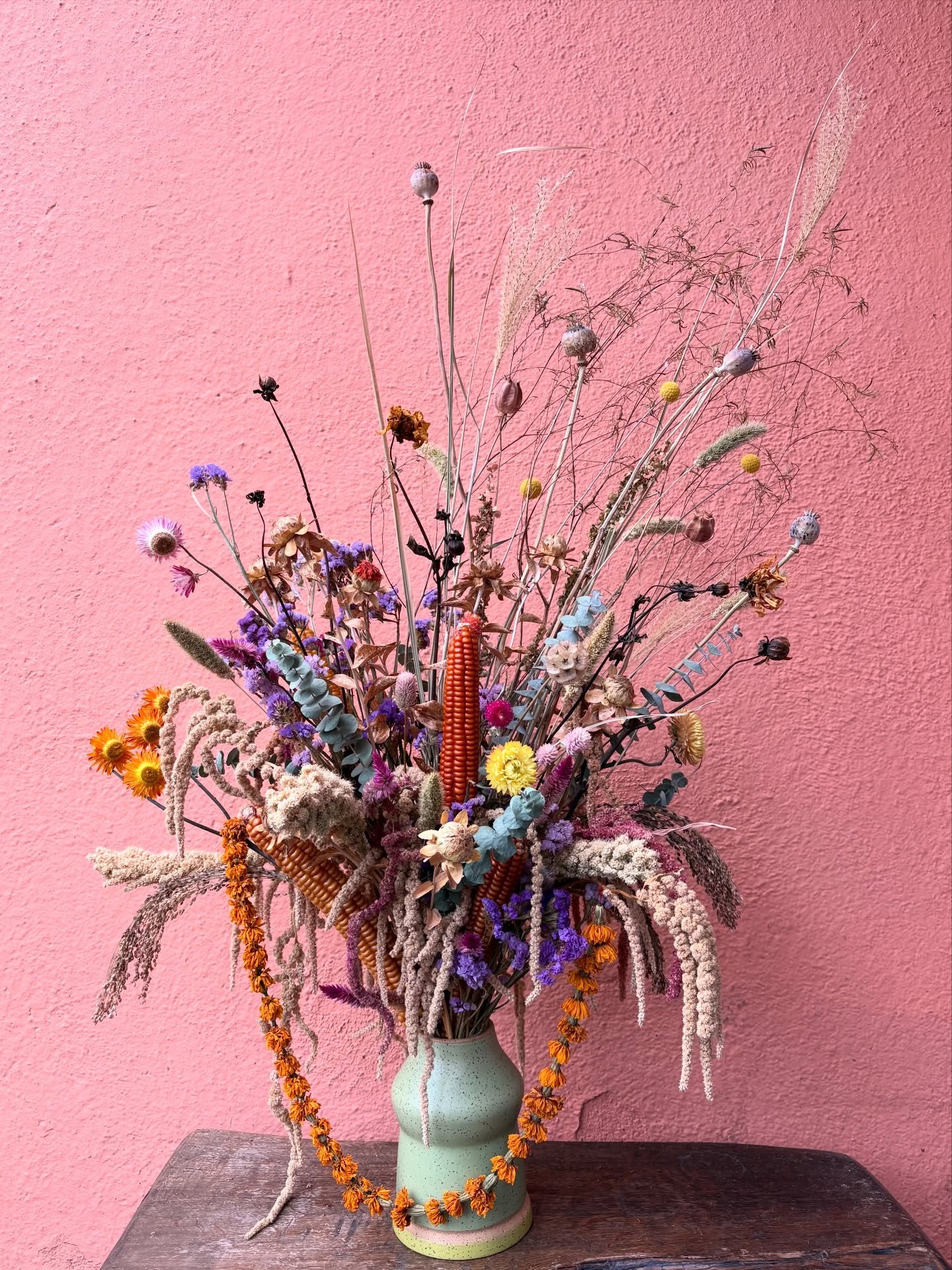 Polenta corn in bouquet once again. 😇
Epic end of the year arrangement to get @astera_pdx through the winter until those spring blooms hit. 

The more you look the more you see.

&hearts;️