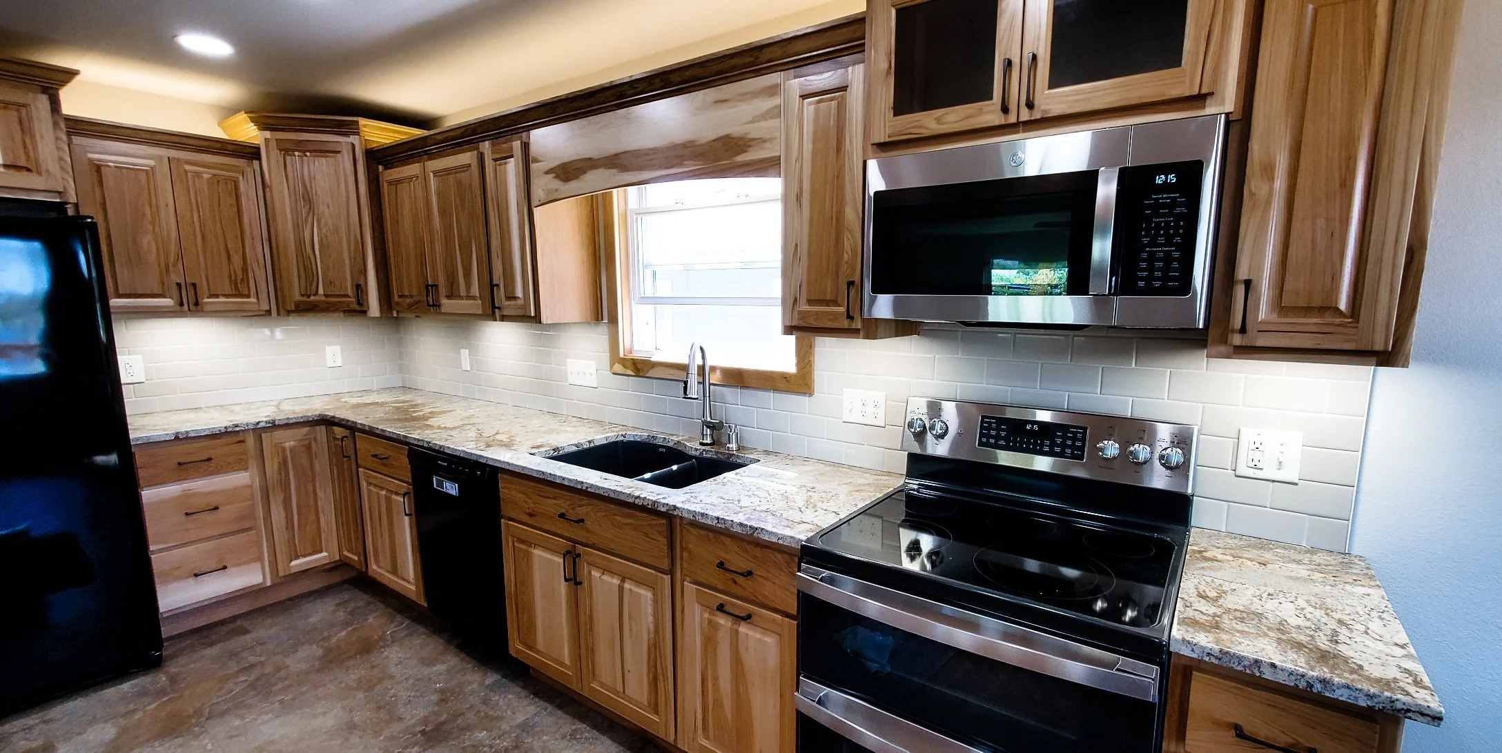 Remodeled Kitchen in Howe Indiana with New Wood Cupboards and Countertops