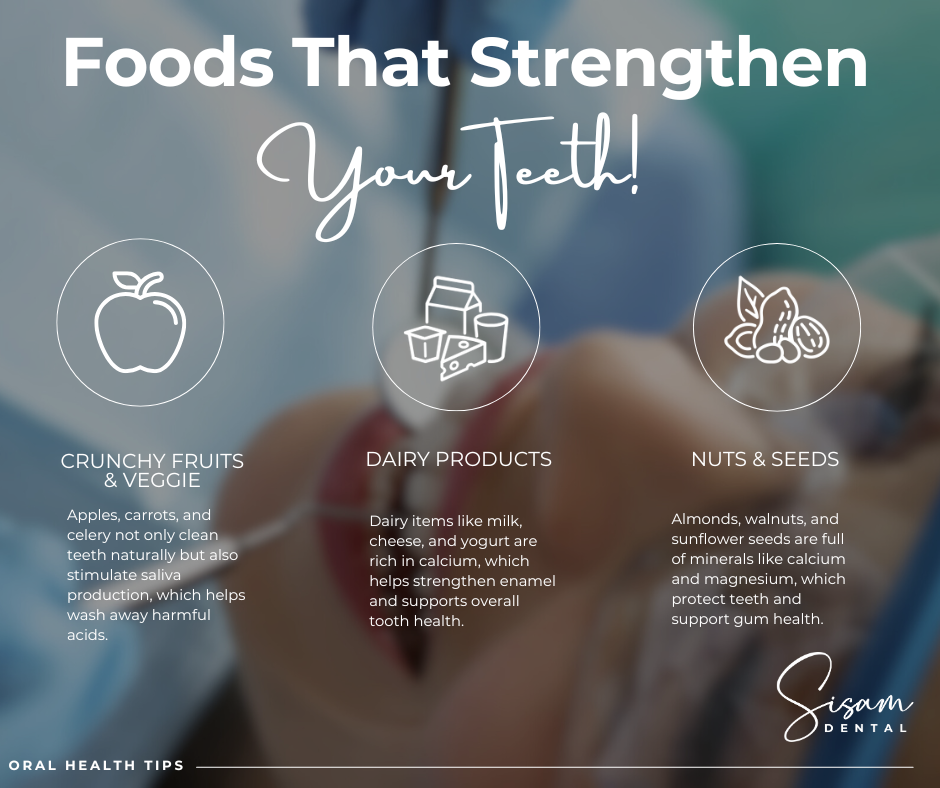 Healthy foods that help strengthen teeth and gums, recommended by a Whakatāne dental clinic