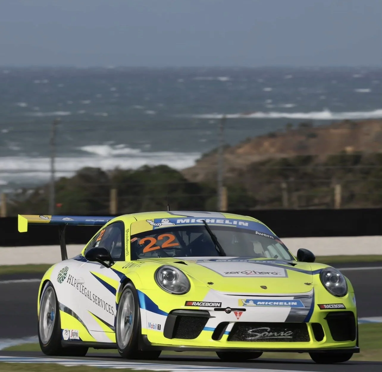 Ruairi Avern's Porsche #22 at Phillip Island in the 2026 Porsche Michelin Sprint Challenge
