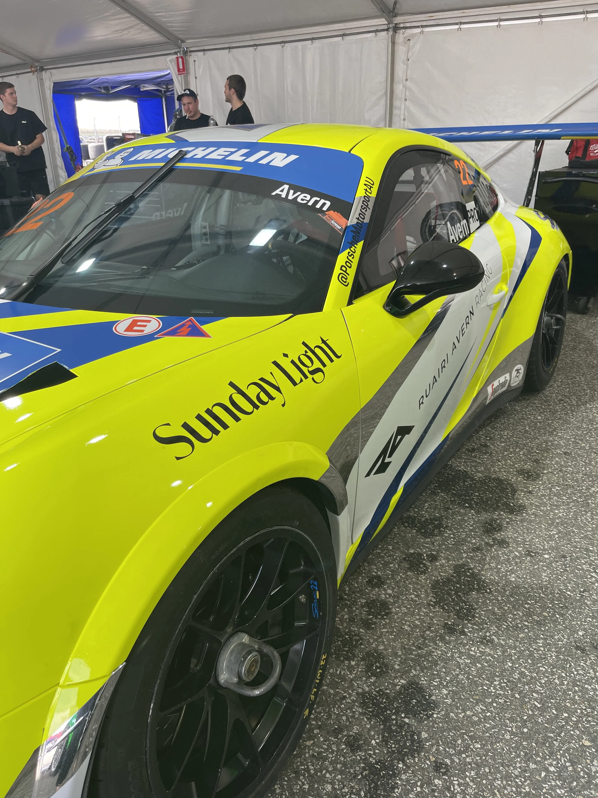 Ruairi Avern's Porsche GT3 #22, Sunday Light logo, 2026 Porsche Michelin Sprint Challenge