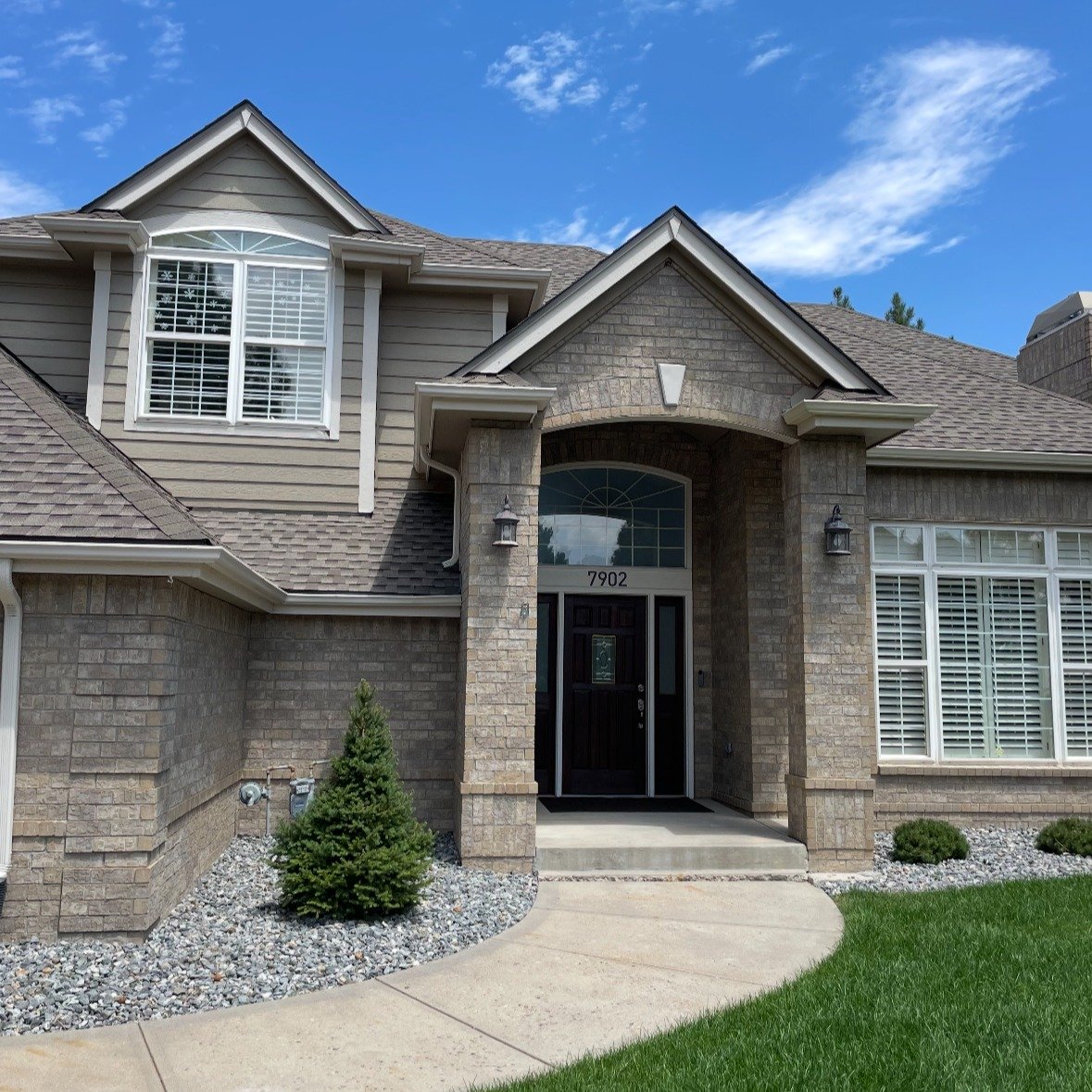 We upgraded this front yard with fresh sod, decorative rock beds, and simple greenery to frame the walkway &mdash; boosting curb appeal while keeping things easy to maintain.

#LandscapingUpgrade #CurbAppeal #SodInstallation #RockBeds #FrontYardRefre