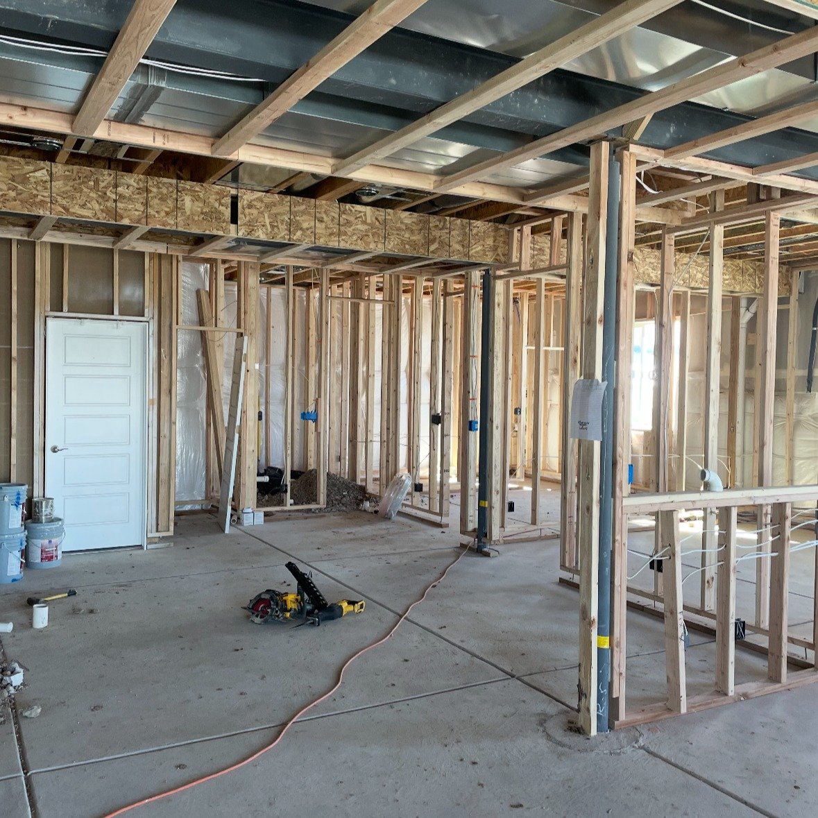 Making moves below ground 👷&zwj;♂️⬇️
This basement remodel is underway &mdash; fresh framing, new ductwork, and electrical rough-ins all coming together to lay the foundation for a functional and stylish space.

#BasementRemodel #FramingStage #Const
