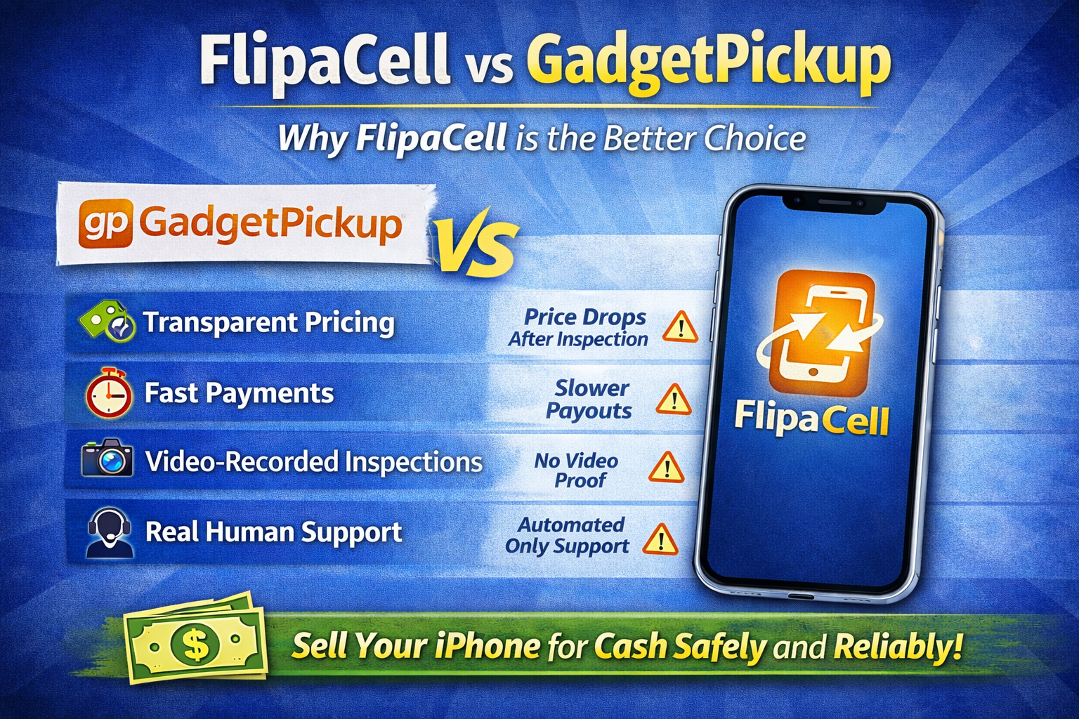 FlipaCell vs GadgetPickup – Why FlipaCell Is a Better Choice to Sell Your iPhone