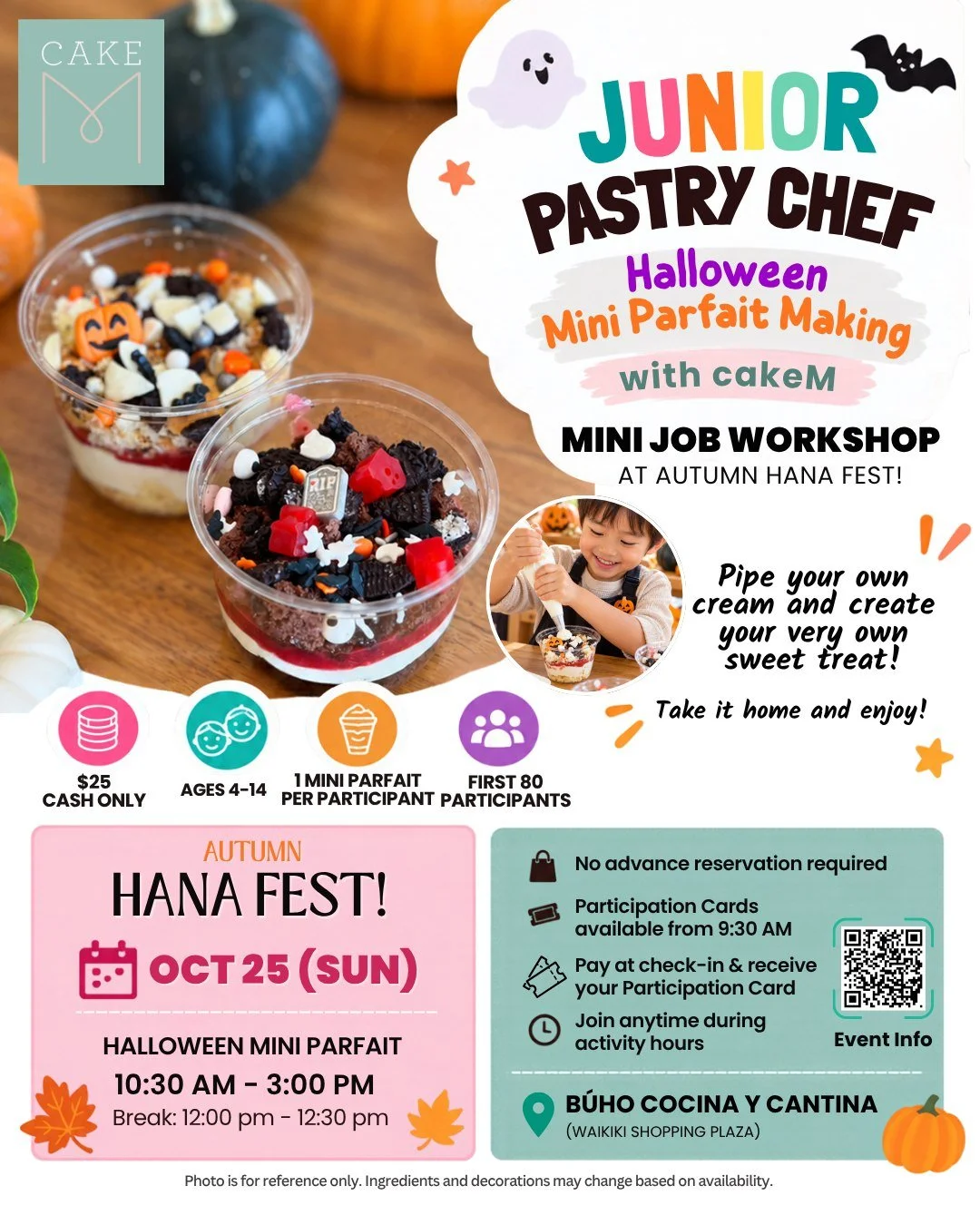 🎃✨ GOOD NEWS! NEW WORKSHOP ADDED! ✨🎃

We&rsquo;re so excited to announce a NEW Mini Job Workshop at Autumn HANA FEST!

The wonderful cakeM, who hosted our very popular Kids Job Experience Workshops last year and again this year, is joining us at HA