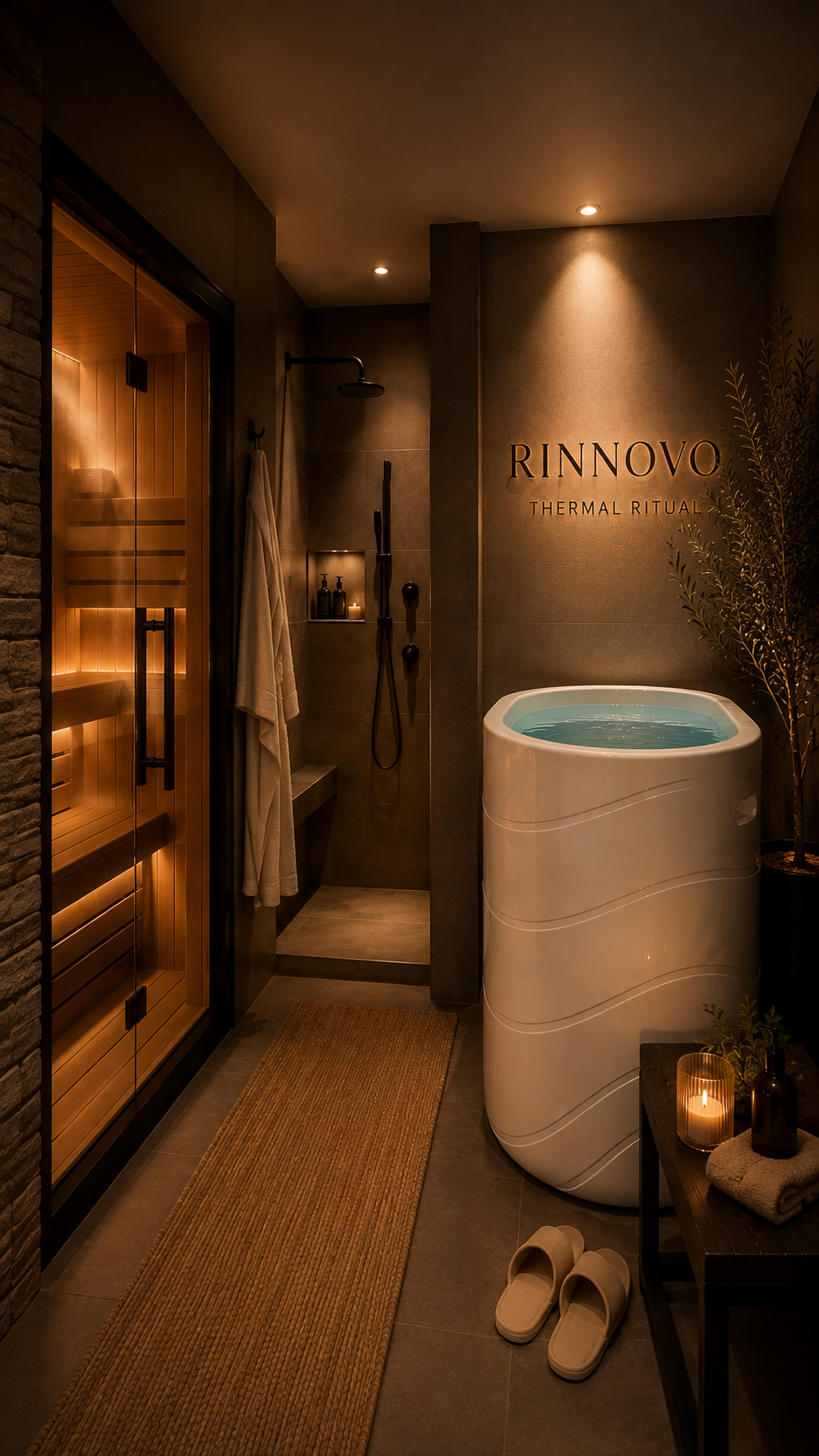 Sauna cold plunge shower private suite in coeur d'alene