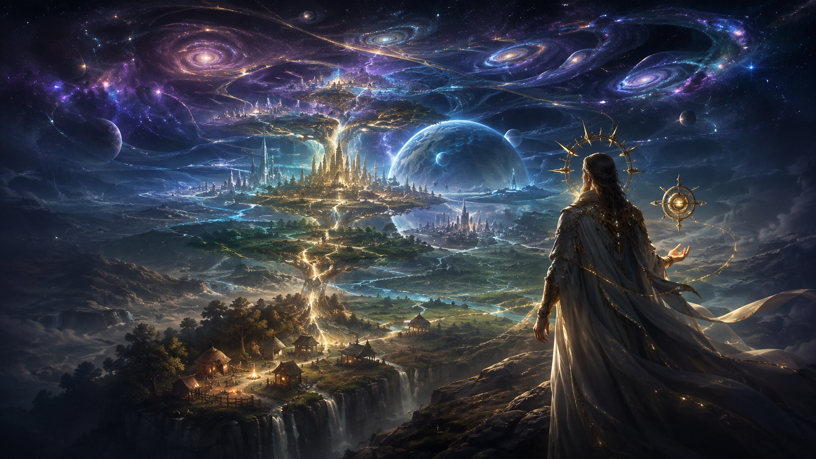 Concept artwork for Divine Rewind, a universe-building divine simulation RPG