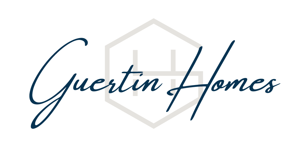 Guertin Homes logo featuring a house outline and the company's name in cursive font.