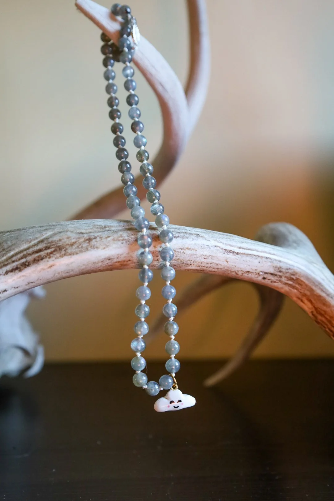 Silver Lining Labradorite Choker with Handmade Cloud Charm
