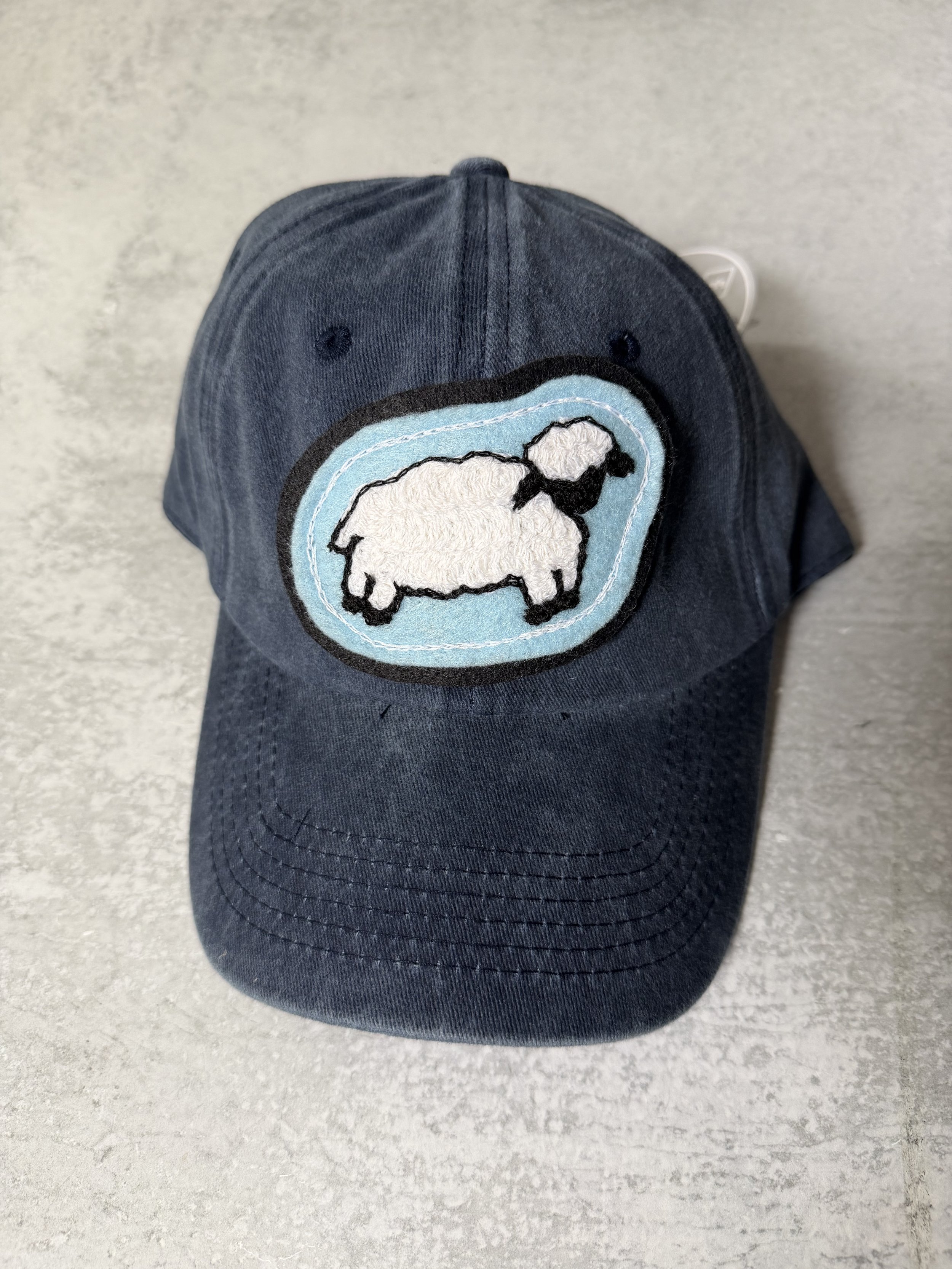 Sheep Patch Hat (Navy and Light Blue)