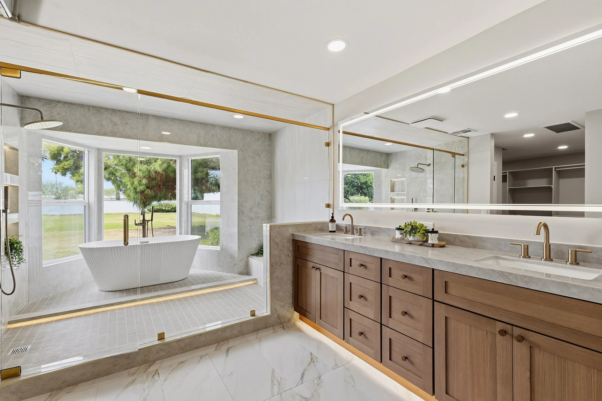 Master Bathroom After (fully repositioned across bedroom)