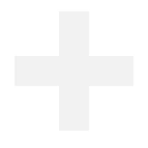 White plus sign on black background.