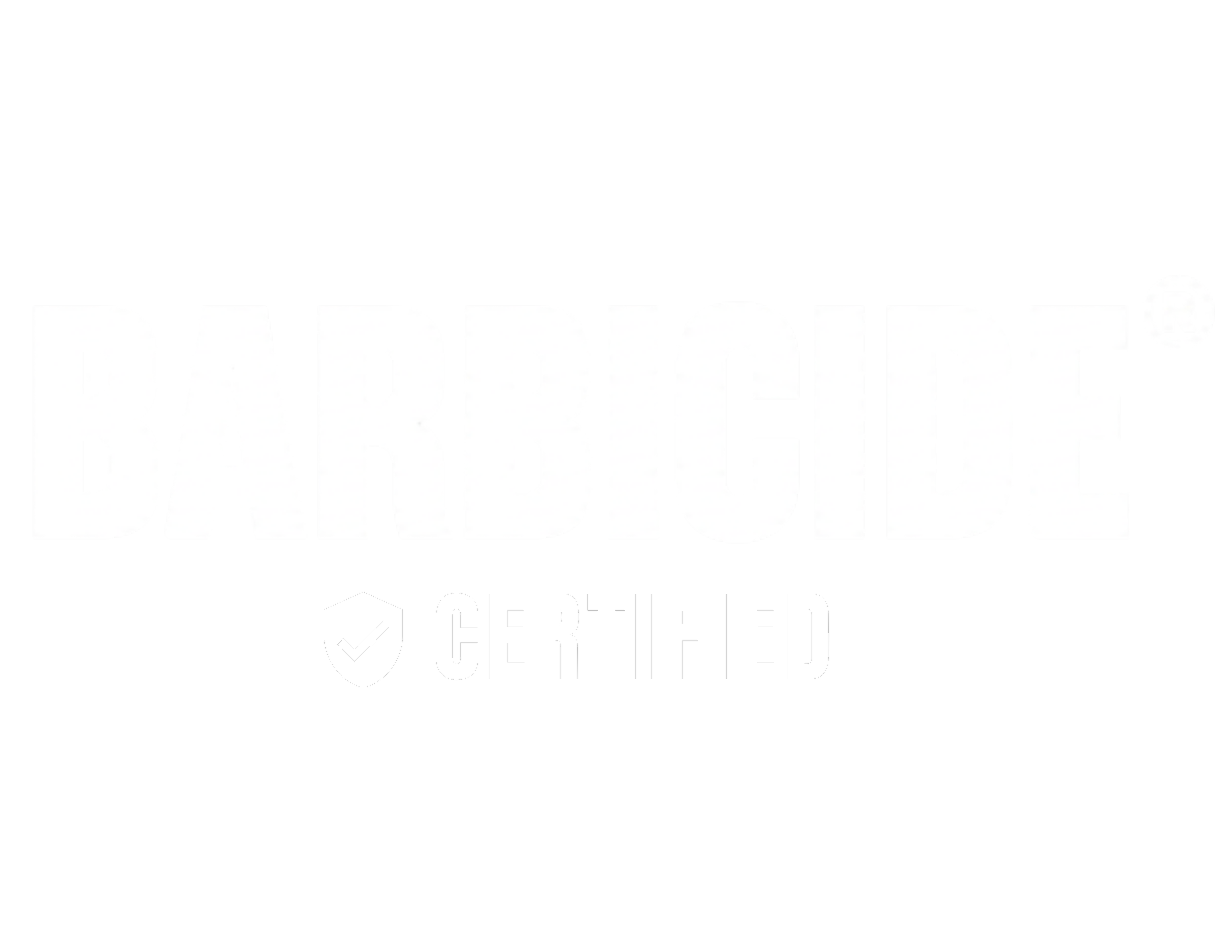 Black background with white text reading "Certified" and a checkmark inside a shield icon