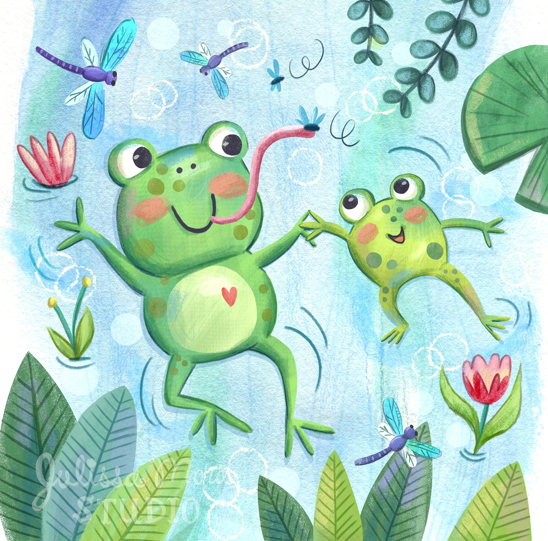 Mother daughter frog moment