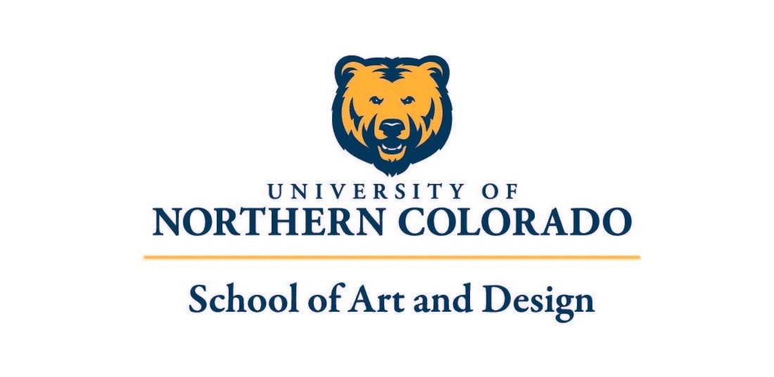 Logo of the University of Northern Colorado School of Art and Design featuring a bear's head illustration with text.