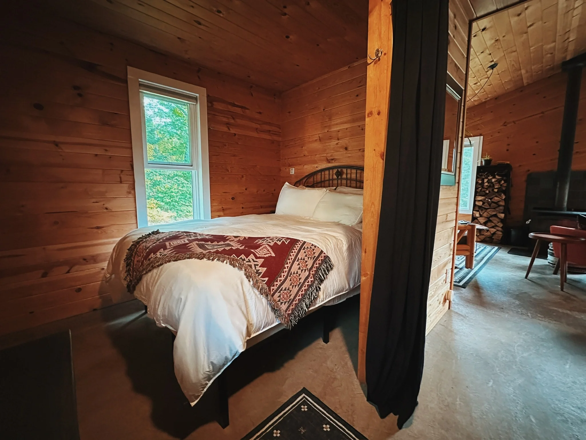 Slumber away in your plush, pillow-top queen bed–extra blankets provided for those chilly nights