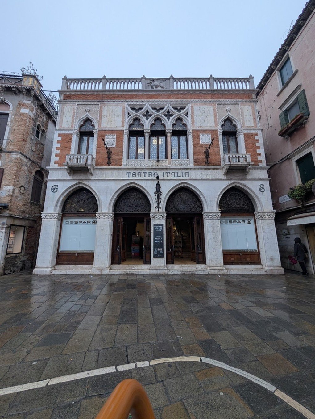 Quatrefoil design in Venice, Italy, illustrating Gothic architecture.