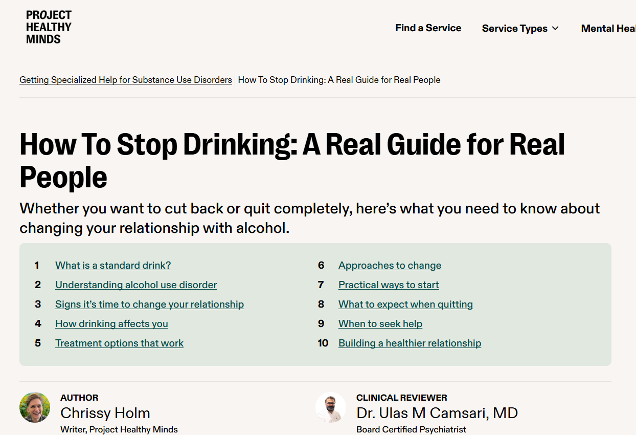 How To Stop Drinking | Project Healthy Minds | Nov 2025