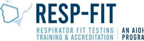 Resp-Fit Australia logo with picture of P2 mask and face at the left of the text