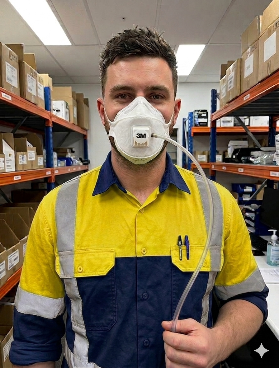 Fit test of an N95 mask for a student placement.