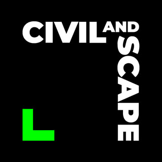 Text reading 'CIVIL AND SCAPE' with a large green letter 'L'