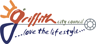 City council logo with the text 'Griffith city council ... love the lifestyle...' and colorful stylized elements.
