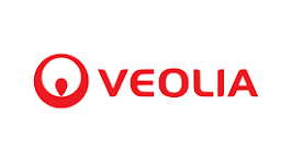 Veolia logo with red text and emblem on a white background