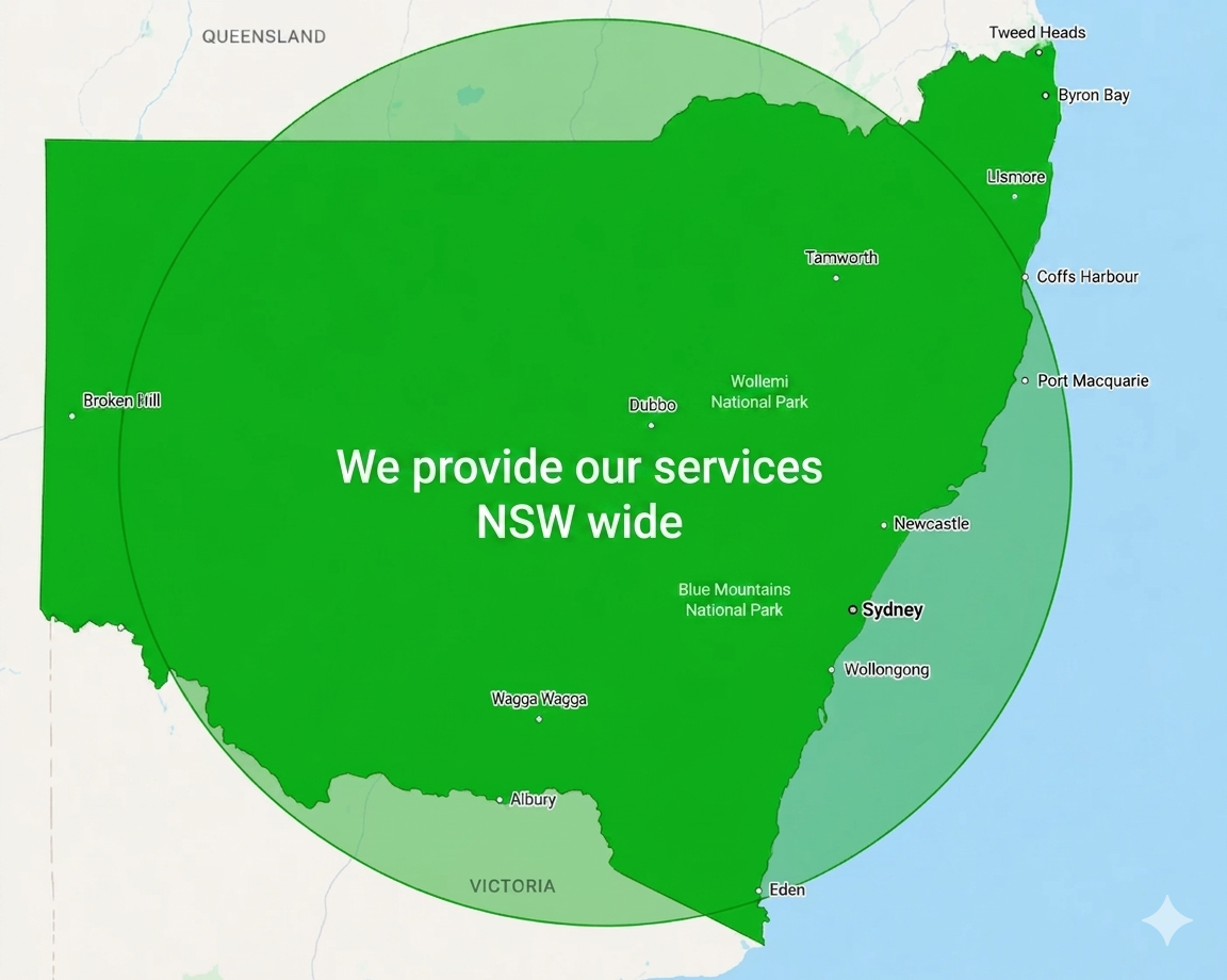 Map of service area for Onsite Medicals services including silica & asbestos medicals, fit testing and mobile audiometric testing