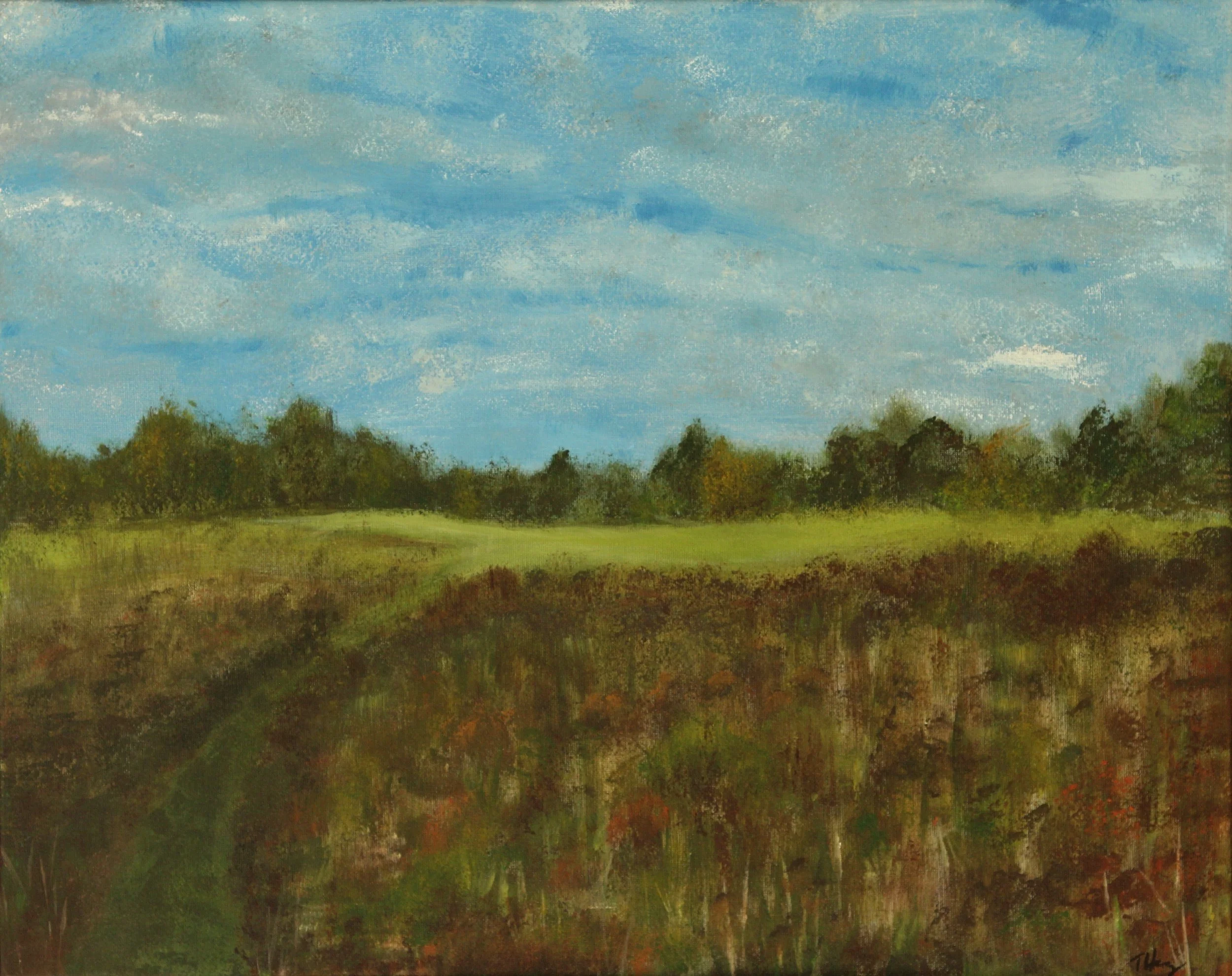 Autumn Meadow, Falmouth Fields/16x20/acrylic on canvas/2024