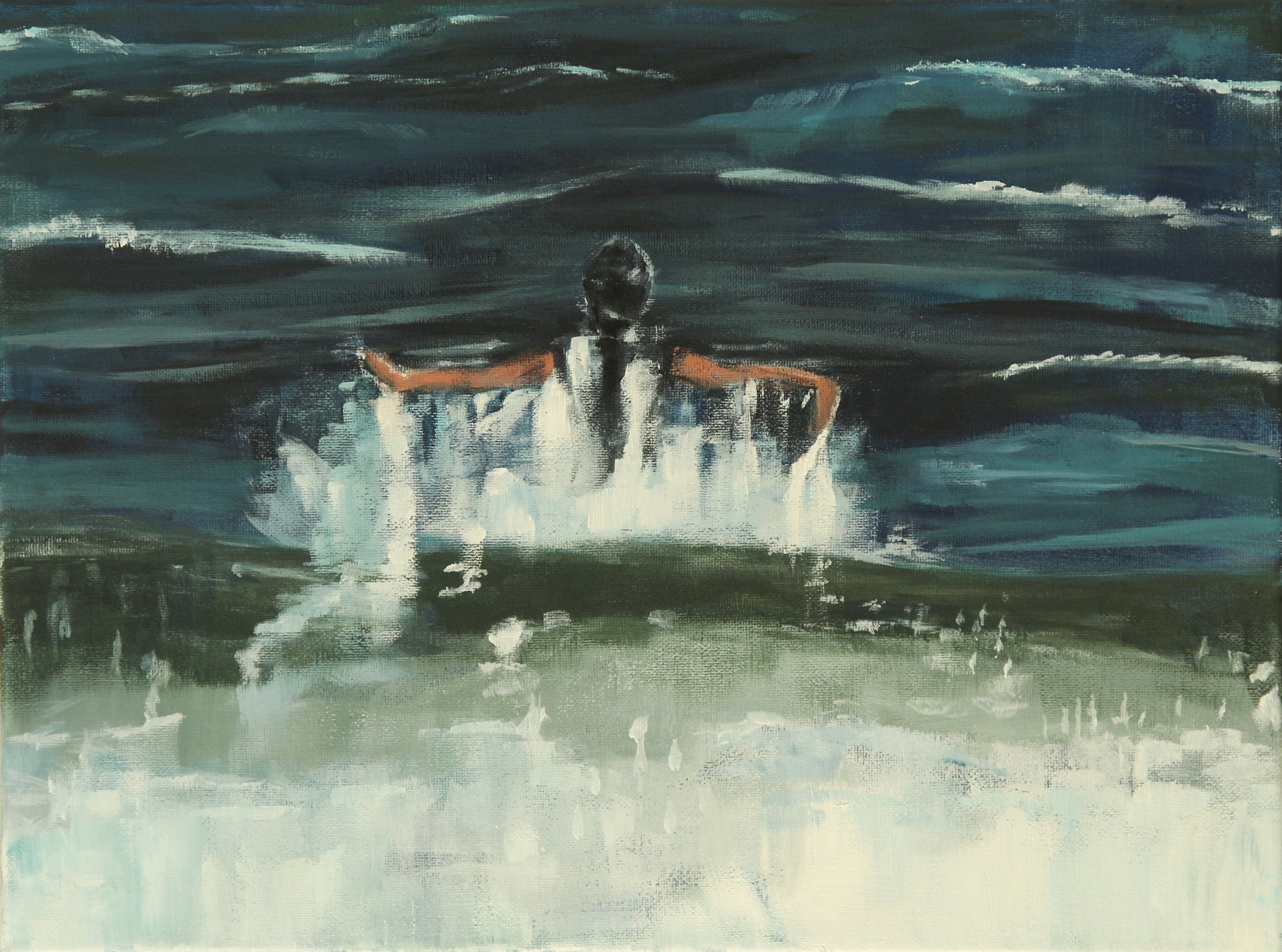 Calla Swimming/12x16/acrylic on canvas/2024