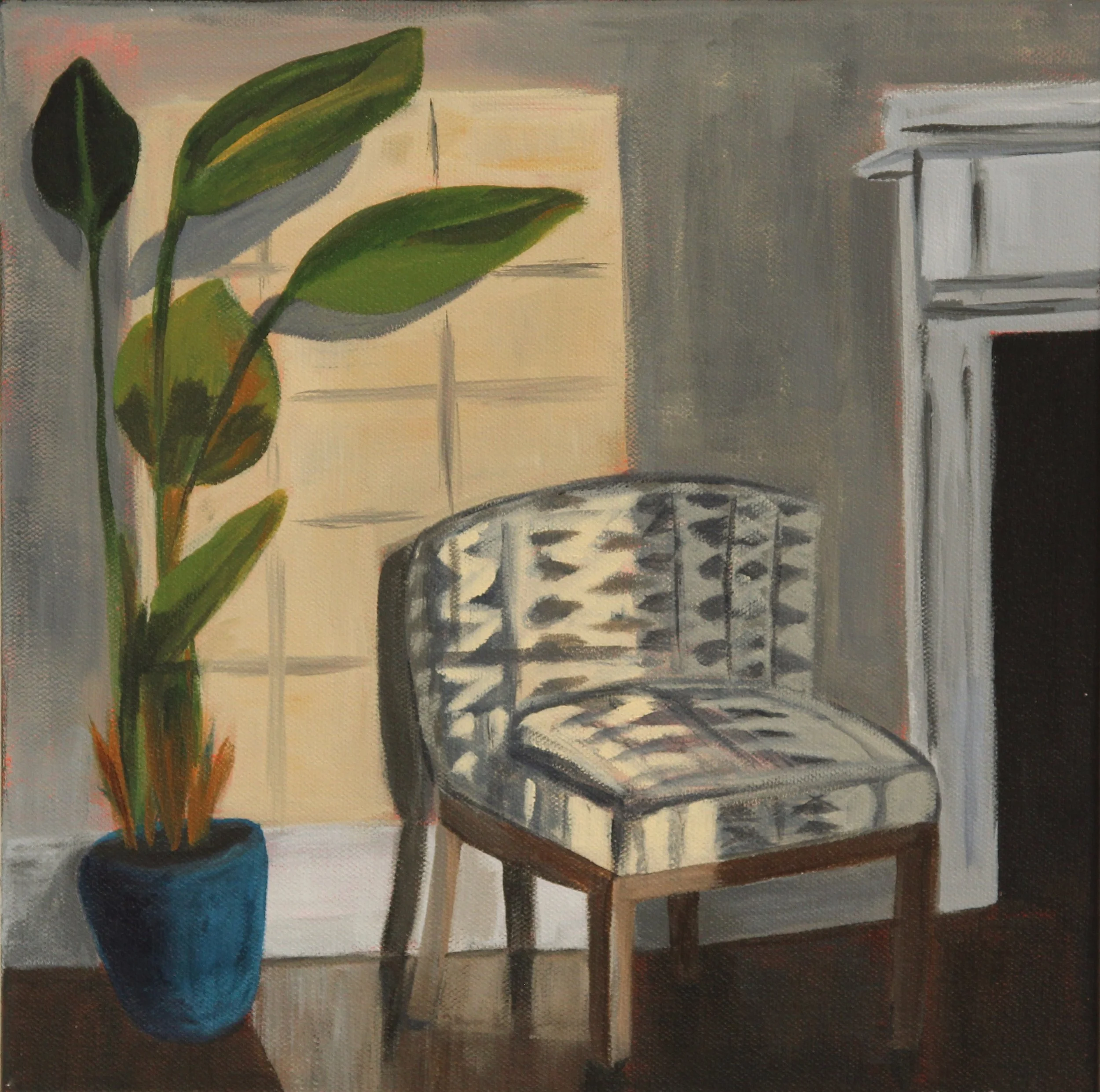 Morning Light in Dining Room/12x12/acrylic on canvas/2024