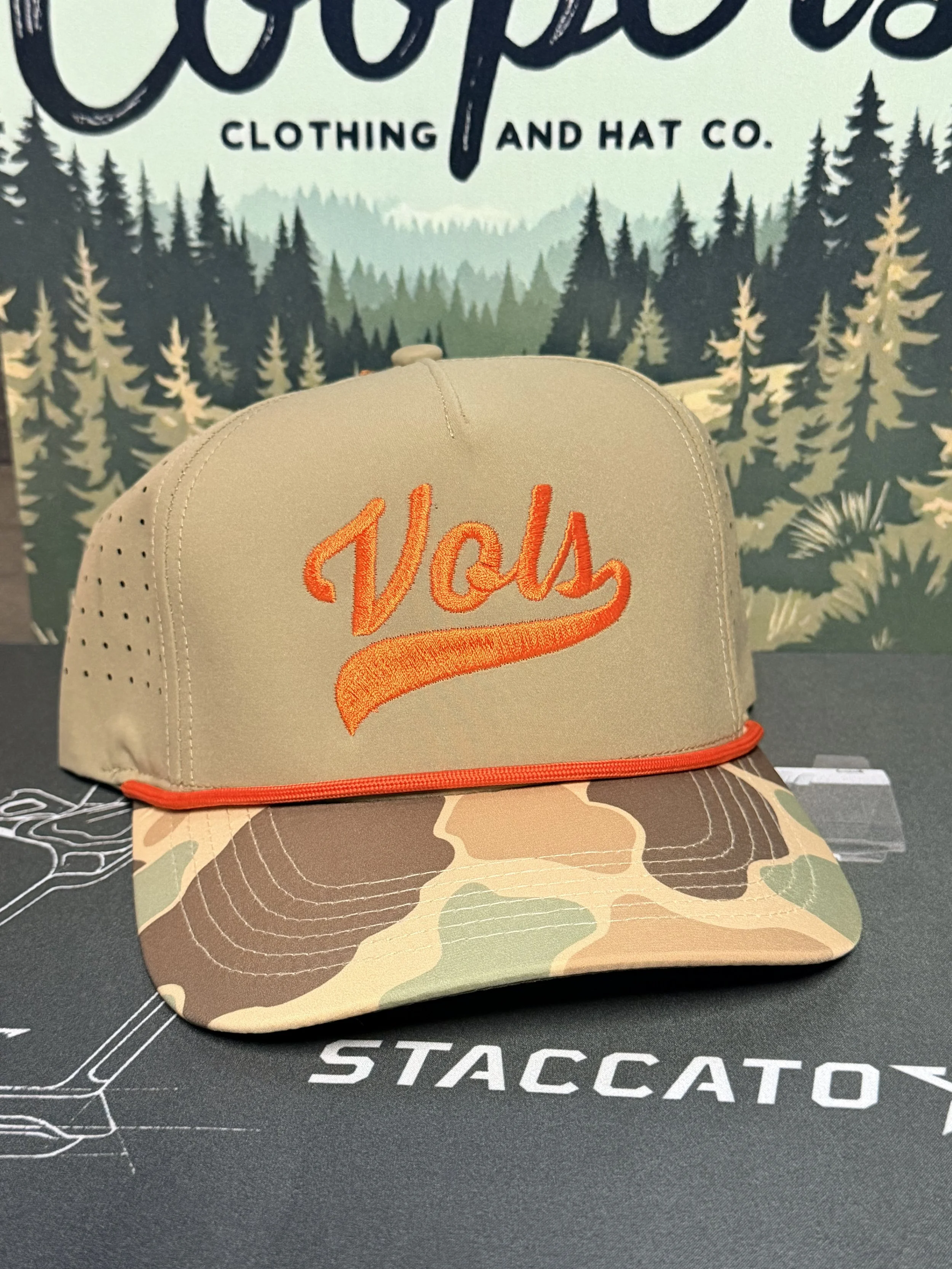 Wild Bills Camo with Orange Rope Vols embroidery hat