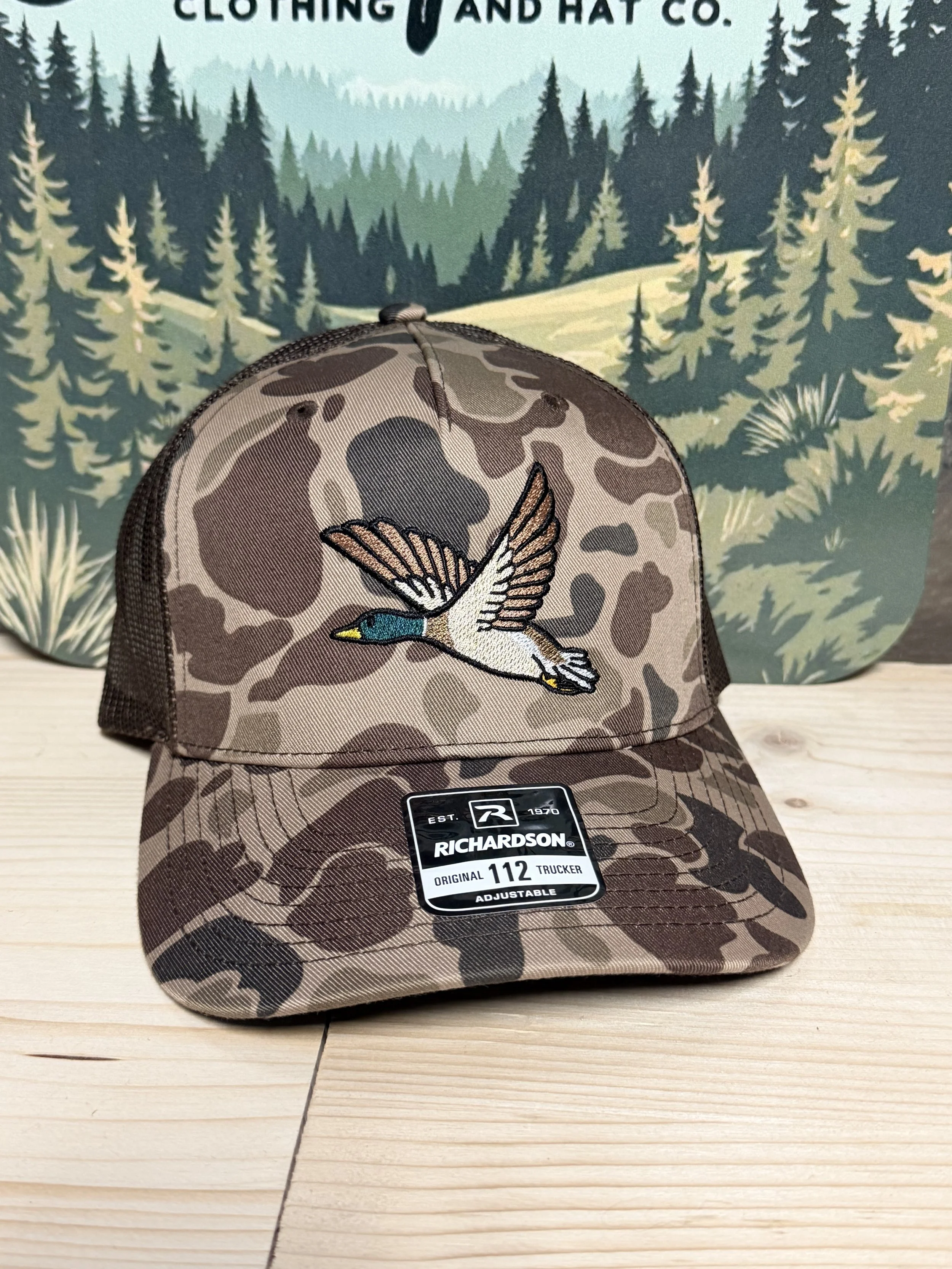 Richardson 112 Bark Duck Camo With Embroidered Flying Duck Logo