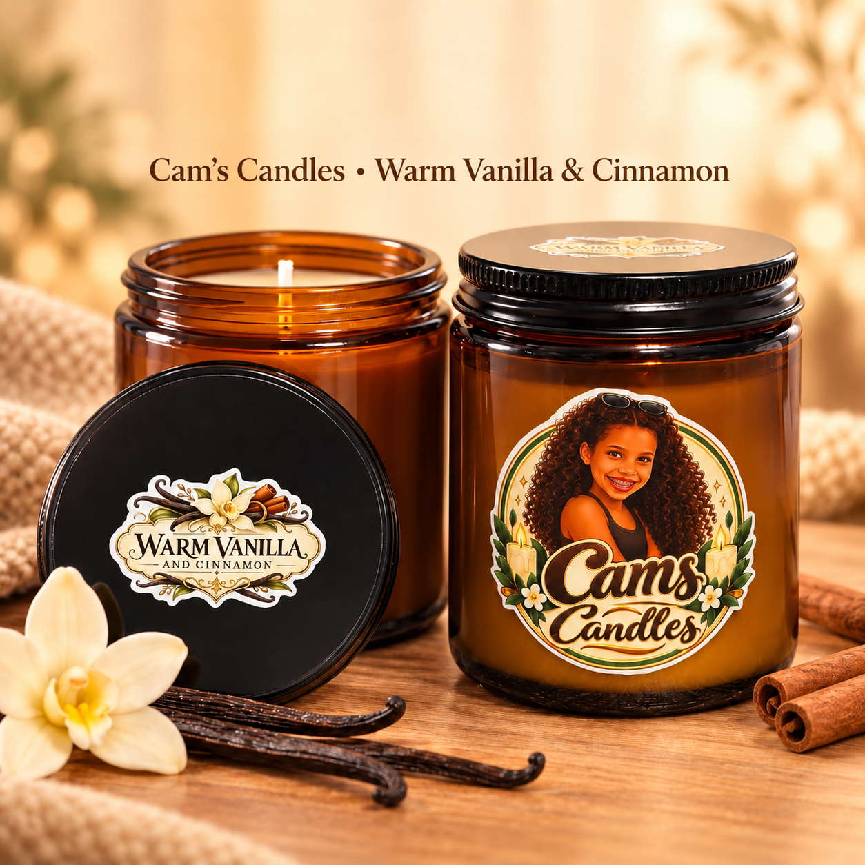 Cams Candles Warm Vanilla and Cinnamon