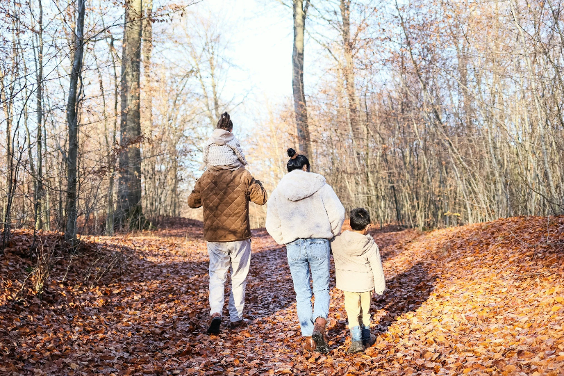 Family taking a digestive walk in nature