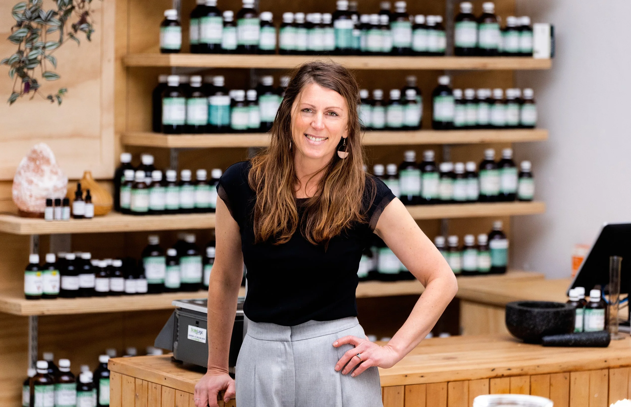 Tracy Cowley standing in front of natural medicine