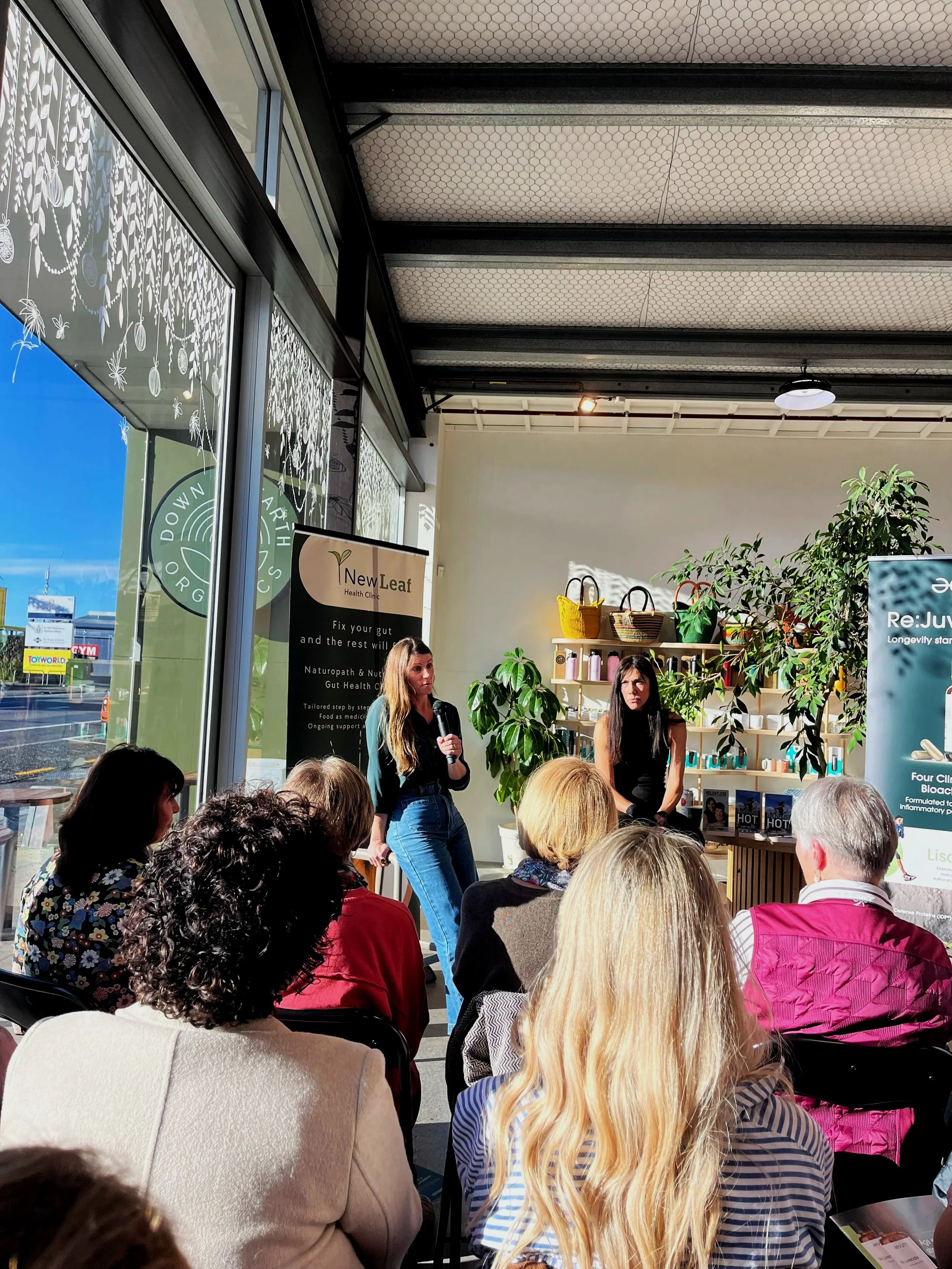 Tracy Cowley speaking at an event at Down to Earth Organics