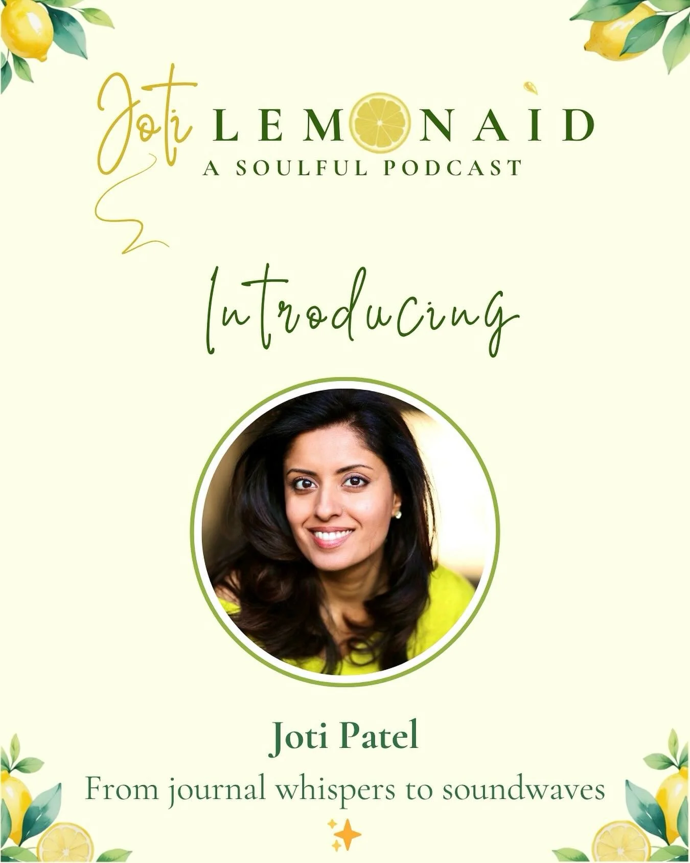 Hello friends, I&rsquo;m Joti&hellip;.storyteller, coach, and fellow traveller through life&rsquo;s twists and turns. 🍋✨

Welcome to my new podcast, LemonAid: a soulful space for soft landings and fresh starts. 

It&rsquo;s where stories, soul, and 