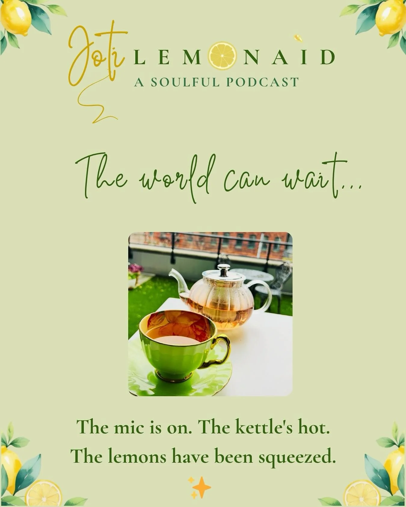 The world can wait&hellip;✨

Fridays have their own kind of magic ~ a softer rhythm, a quiet nudge to slow the pour. In the space between the city&rsquo;s hum and the kettle&rsquo;s whisper, the week&rsquo;s rush loosens its grip.💫

Here&rsquo;s to 