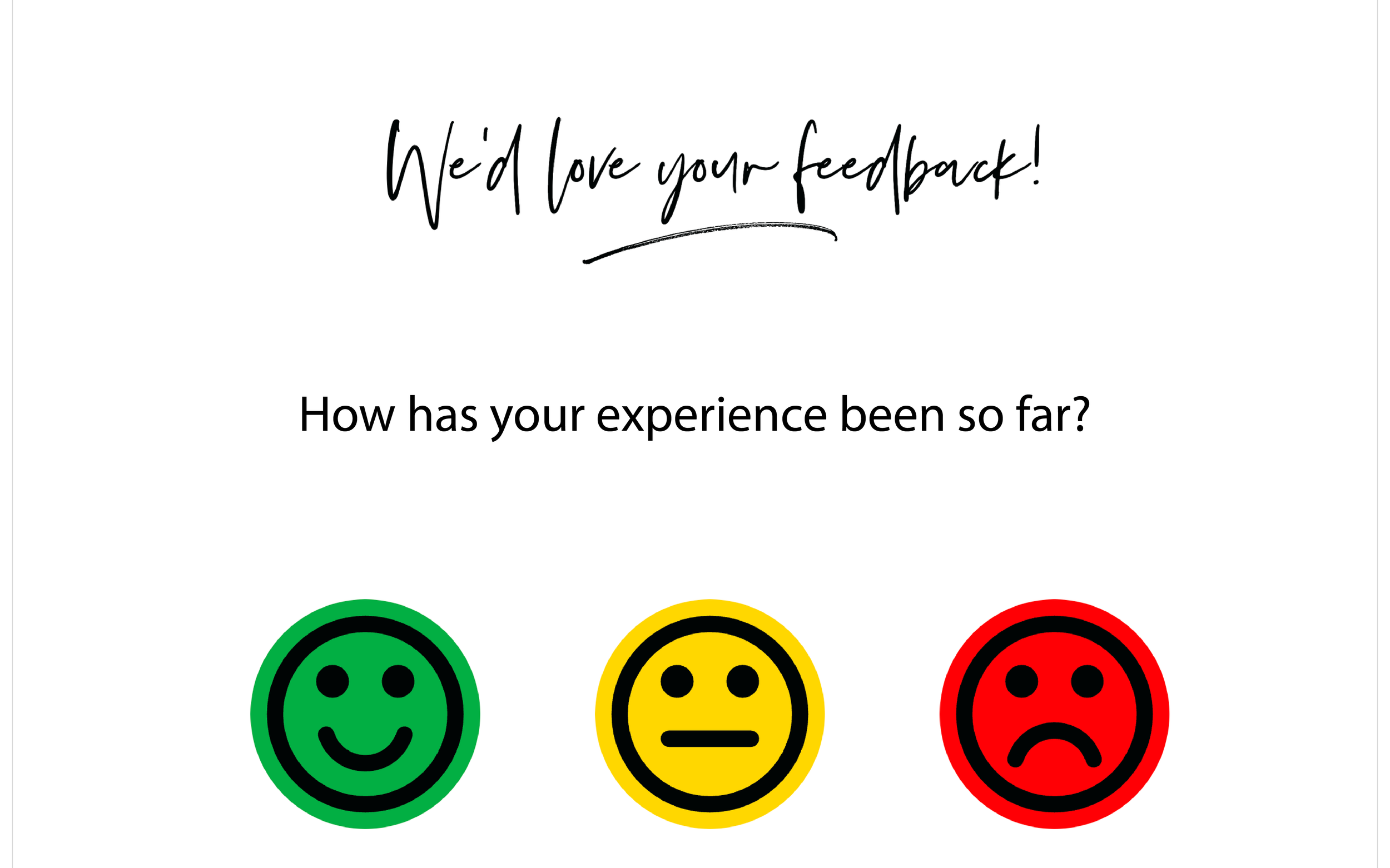 feedback survey with happy, meh, and sad faces
