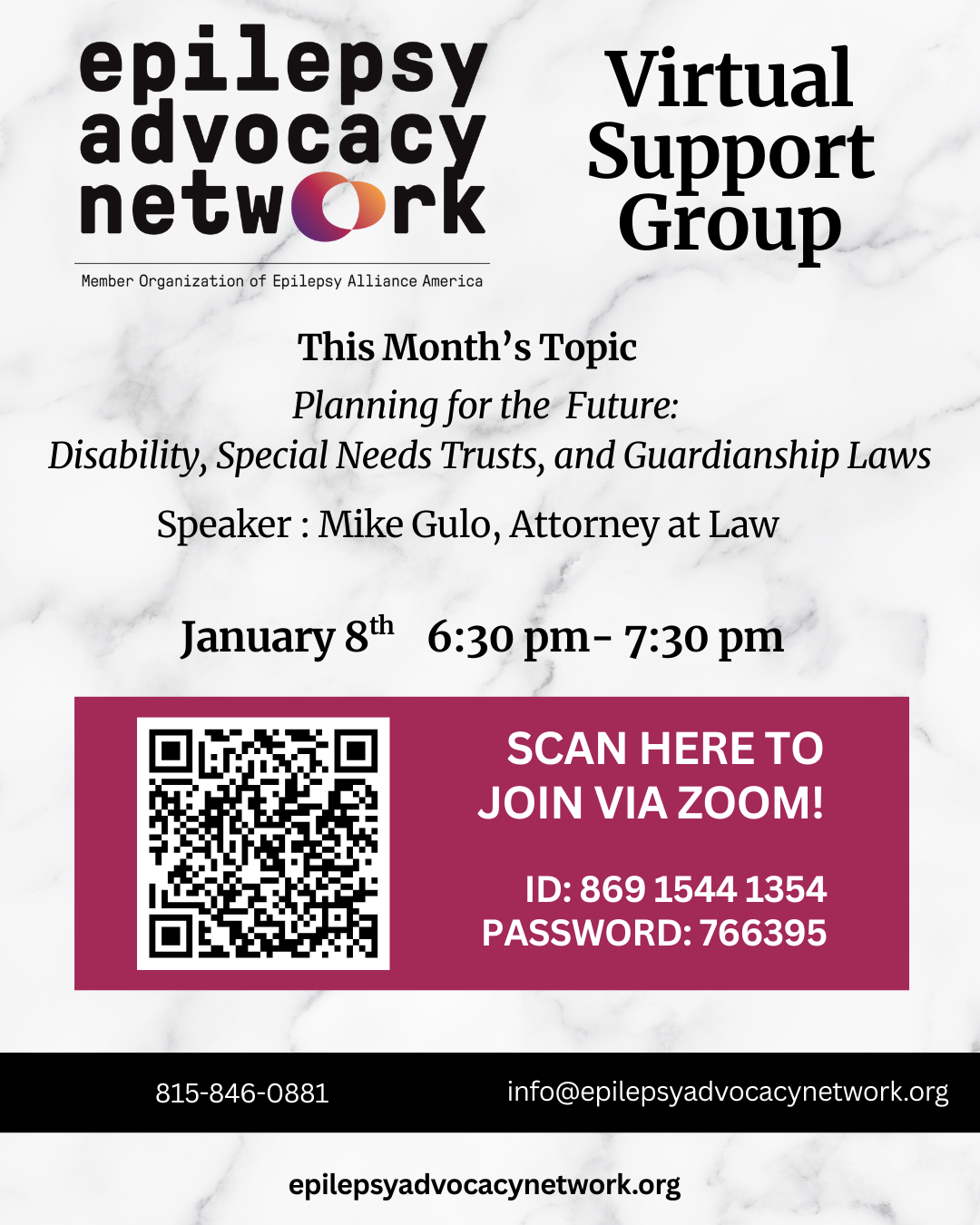 Zoom Support Group - Planning for the Future: Disability, Special Needs Trusts, and Guardianship Laws