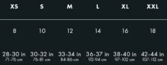 sizing chart for mont waterproof jacket