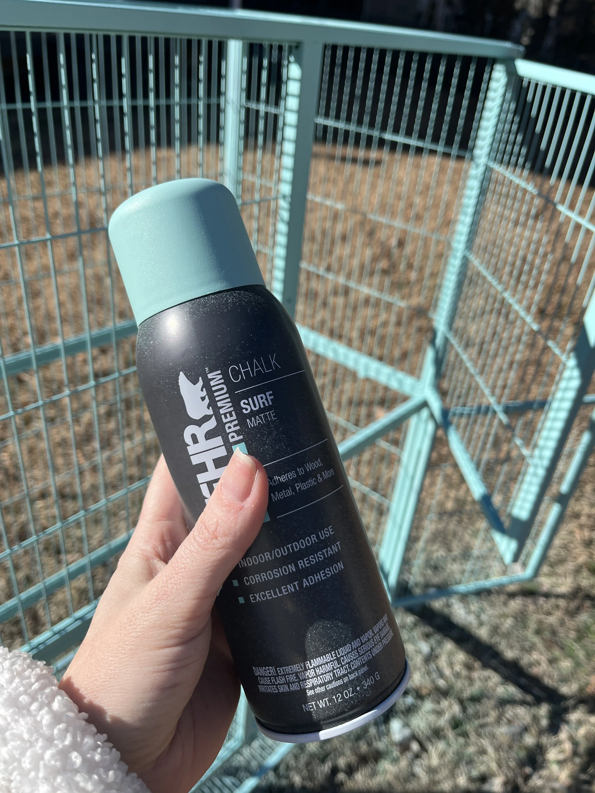 spray painting the cage