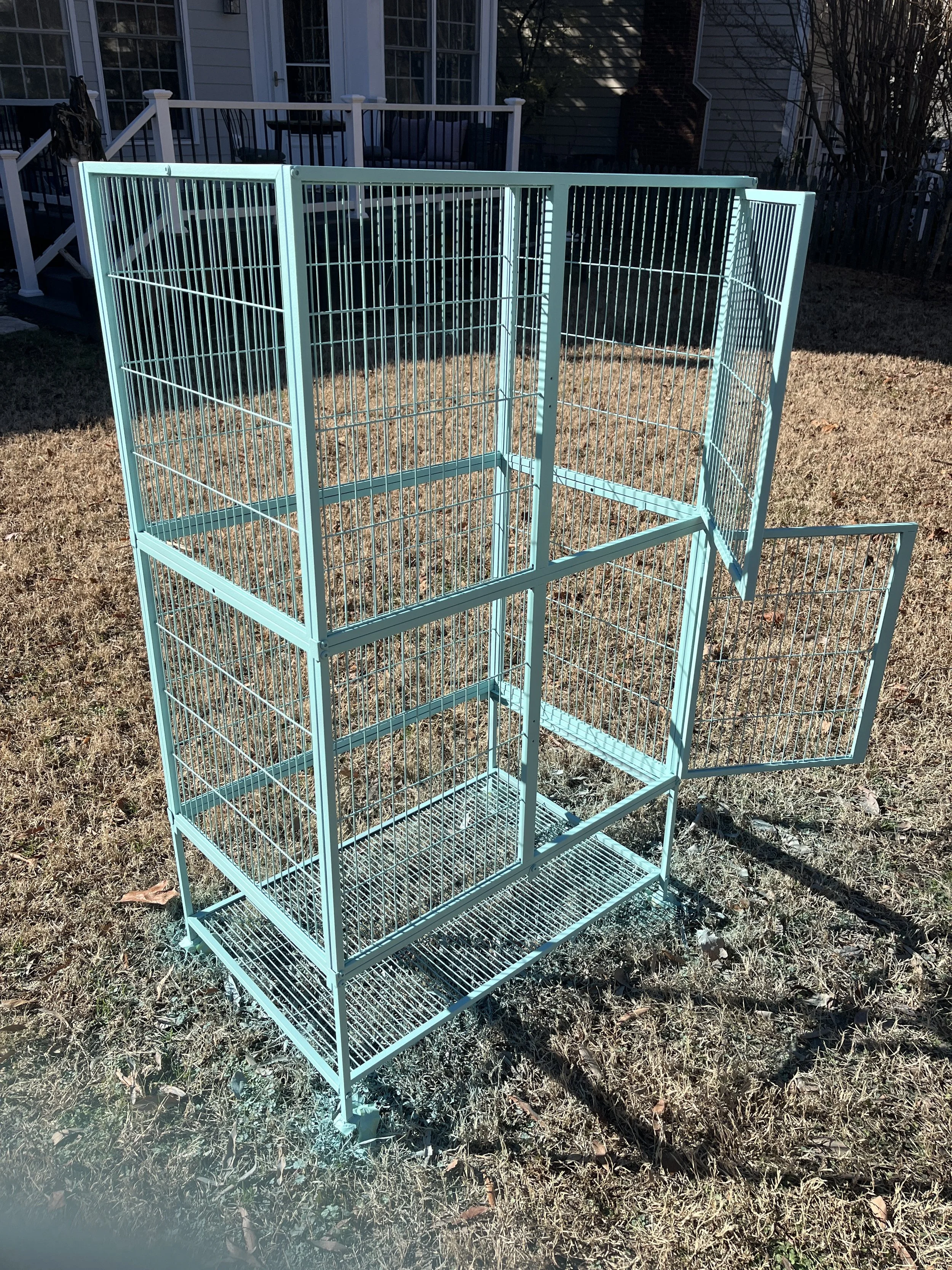 spray painting the cage