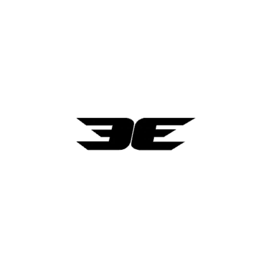 Black logo with stylized wings and the letter 'E' in the center on a white background